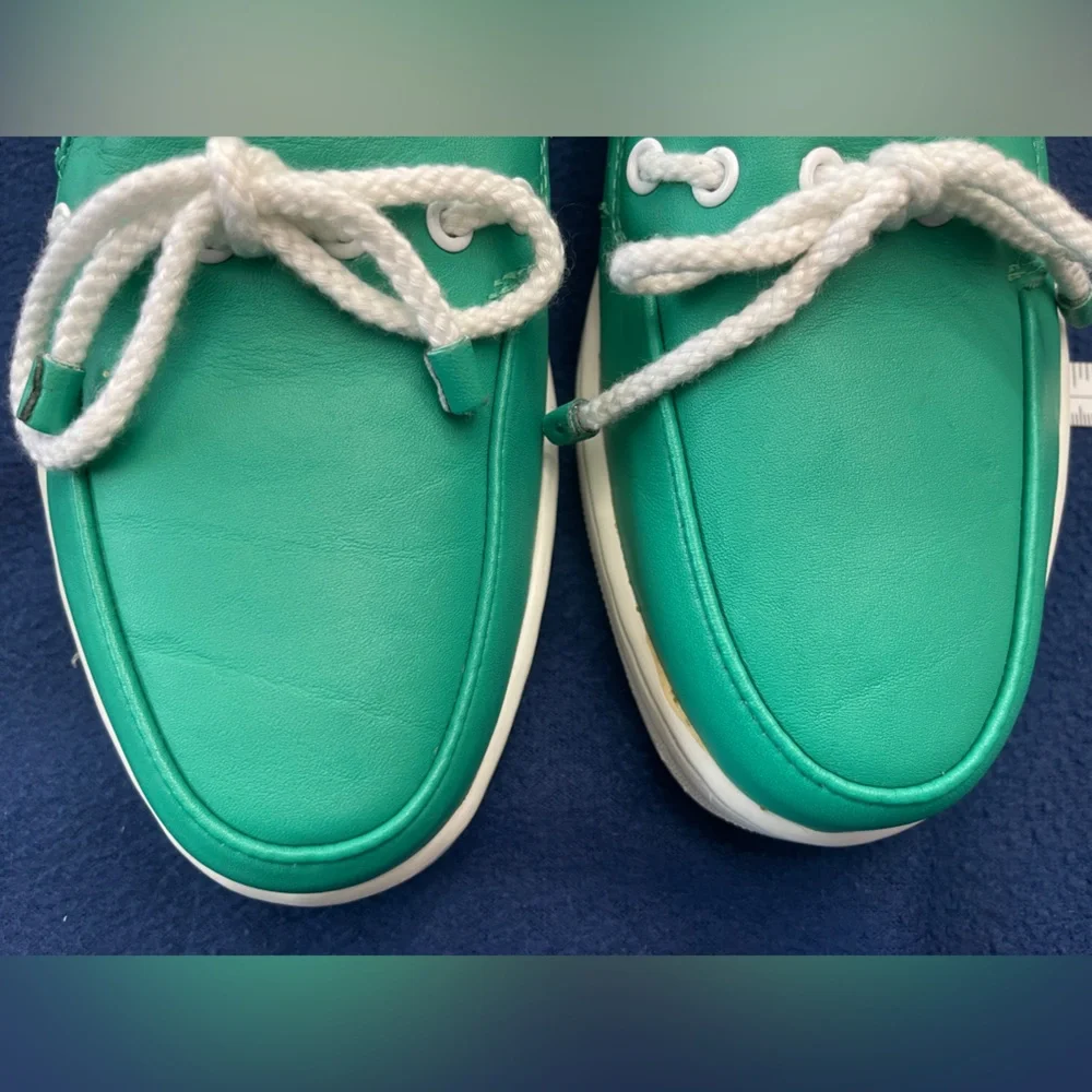 Vintage Par Four Mens Leather Boat Shoes 9.5 RARE HardTo Find Kelly Green Womens